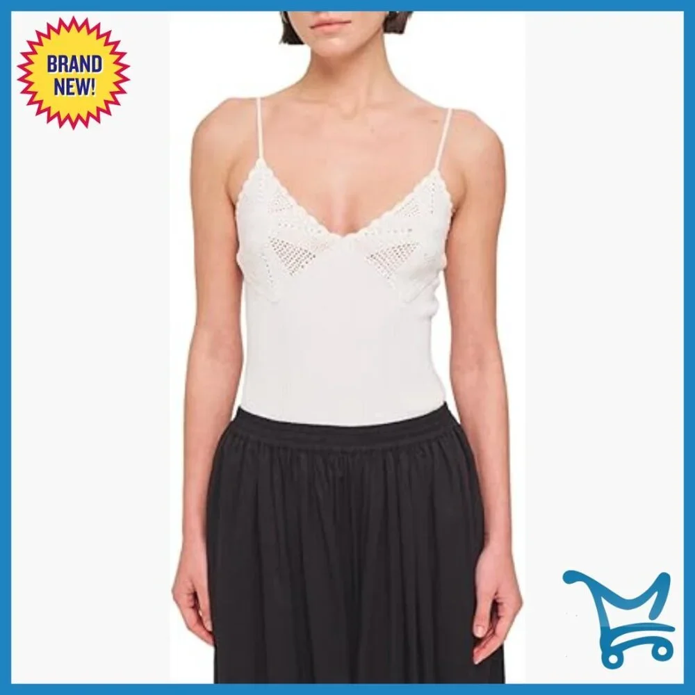 Crochet Knit V-Neck Tank Top, Sleeveless Summer Blouse, Dry Clean Only